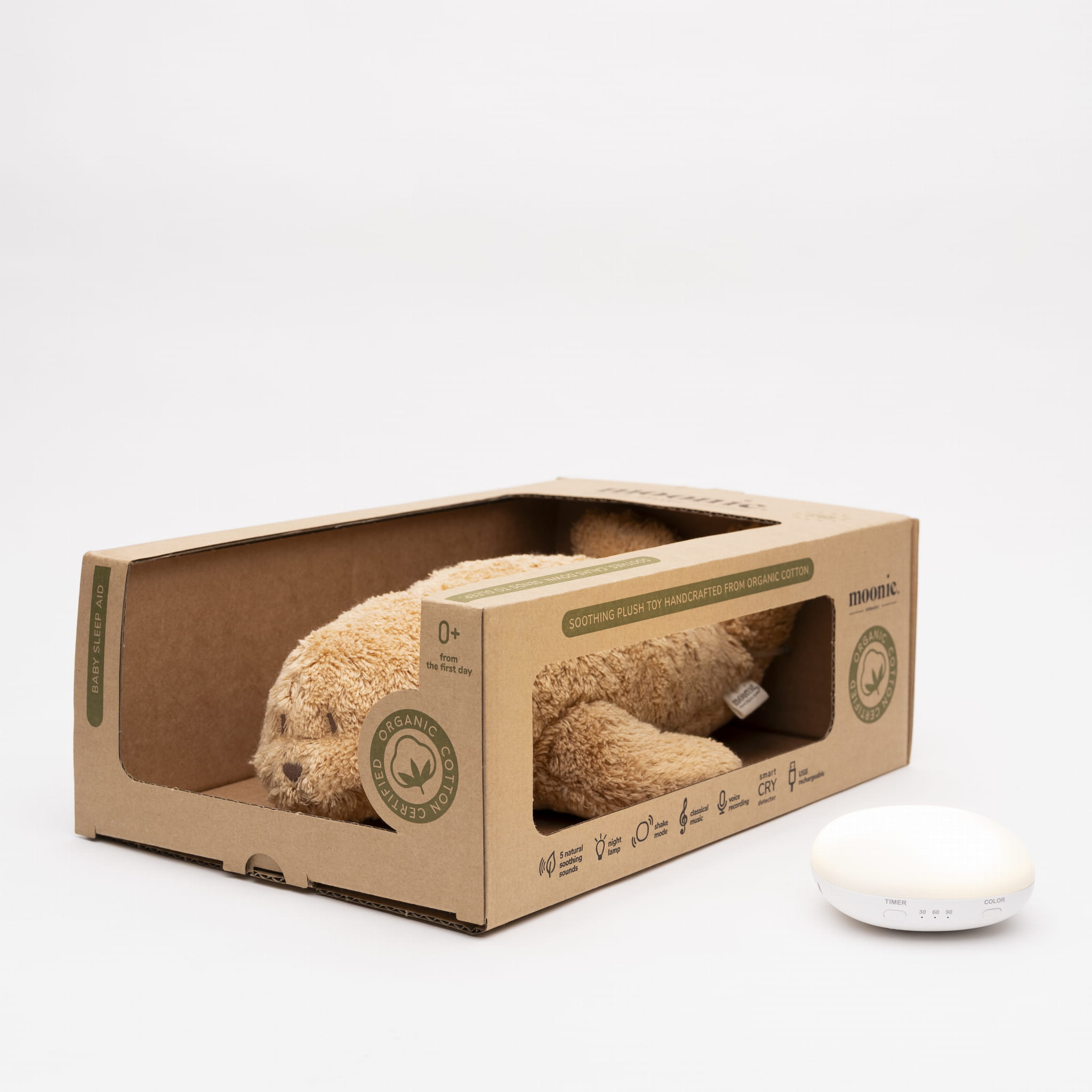 Moonie Przytulanka szumiąca foka z lampką 2.0 organic Cappuccino