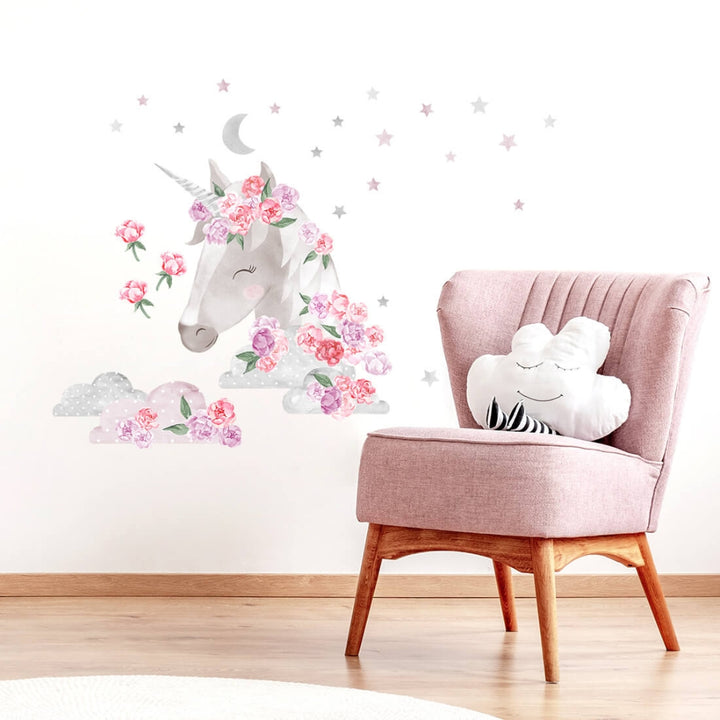 PASTELOVELOVE naklejki na ścianę dla dzieci jednorożec różowy