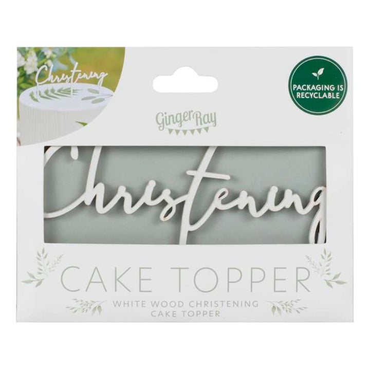 Gingerray Topper na tort White Wooden Chrzest