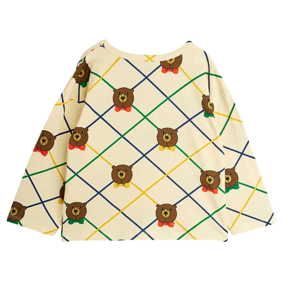 Mini Rodini Koszulka dla dzieci z długim rękawem Bear check Ecru