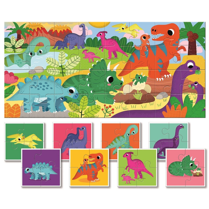 Ludattica Dwustronne puzzle dla dzieci Dinozaury