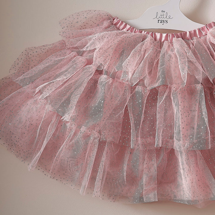 Gingerray Spódniczka tiulowa dla dziewczynki Blush & Silver Tiered Tutu 5-7 lat