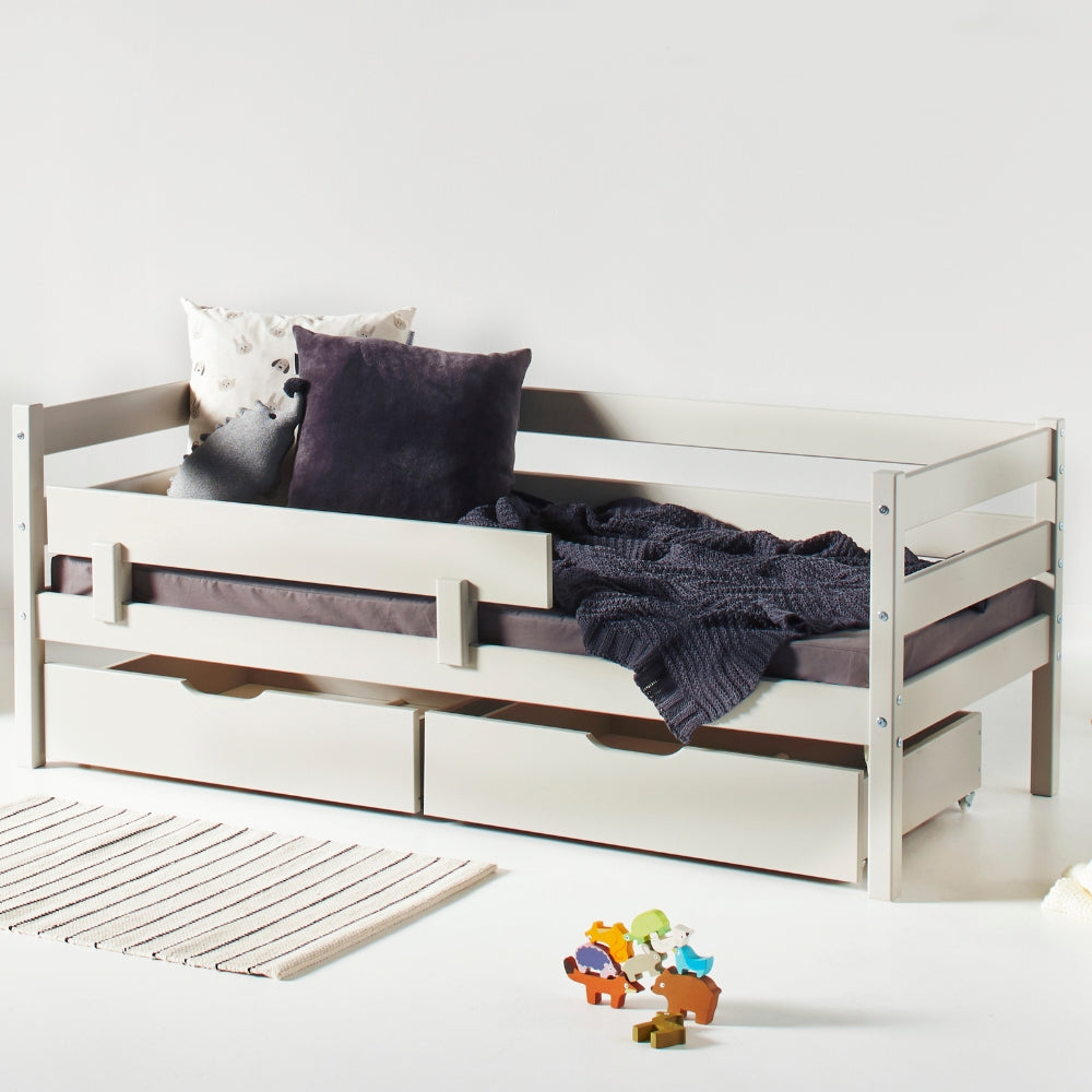 Hoppekids Łóżko młodzieżowe 70x160 cm z barierką ECO Comfort Dove Grey