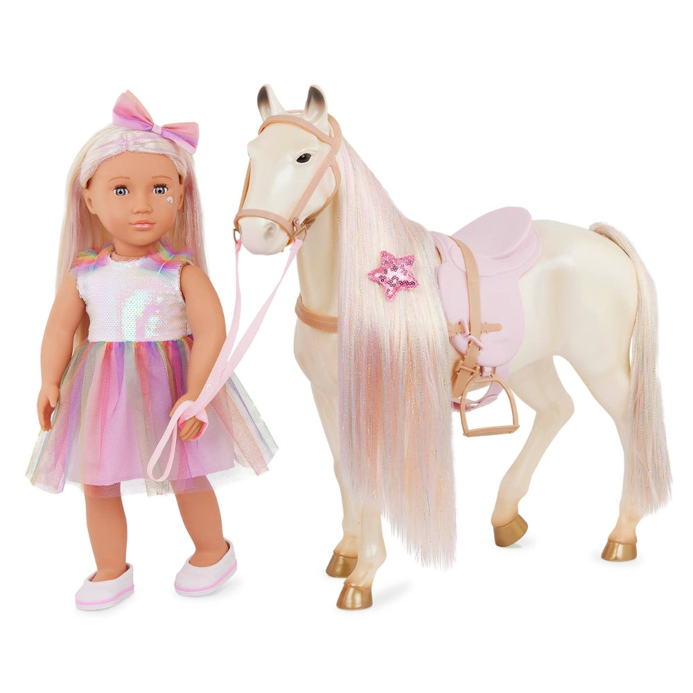 Our Genaration Koń dla lalki Baśniowy z włosami do czesania i akcesoriami 50 cm
