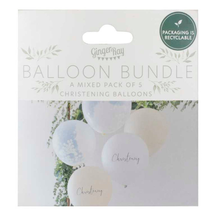 Gingerray balony lateksowe White, Nude and Confetti Chrzest