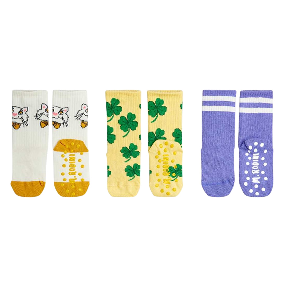Mini Rodini Skarpetki dla dzieci antypoślizgowe Cat 3-pack