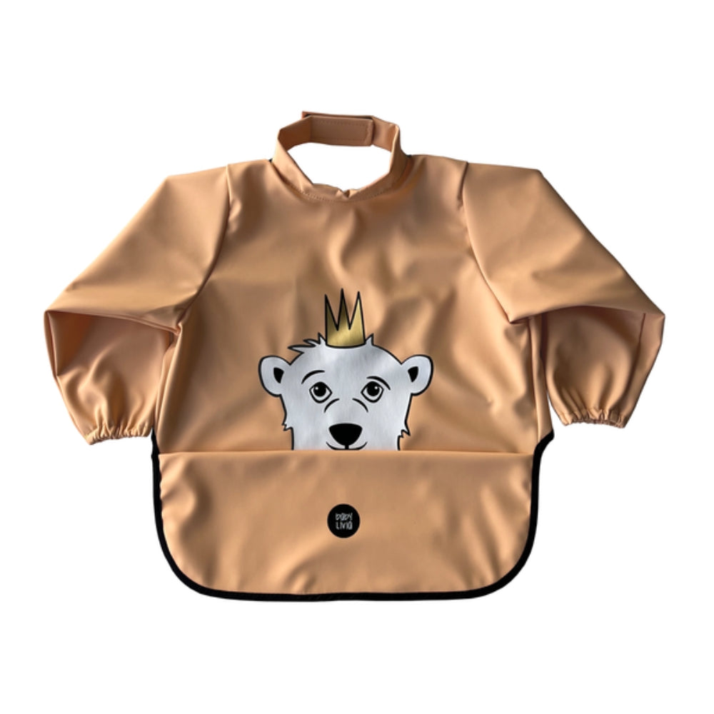 Baby Livia Śliniak z rękawami Peach Miś