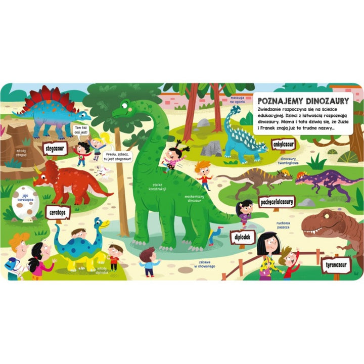 Aksjomat Książka dla dzieci z okienkami Dinozaury
