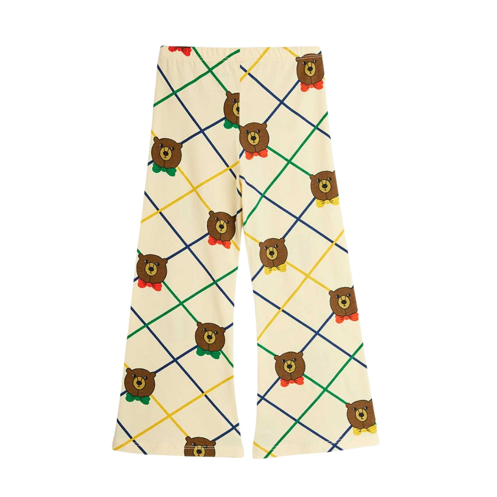 Mini Rodini Spodnie dzwony dla dzieci Bear check Ecru