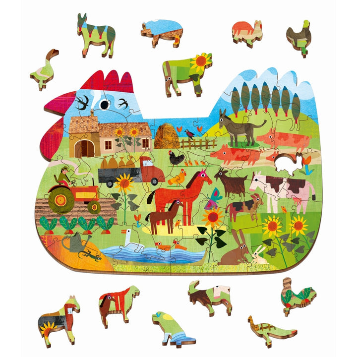 Ludattica Drewniane puzzle dla dzieci Farma/wieś