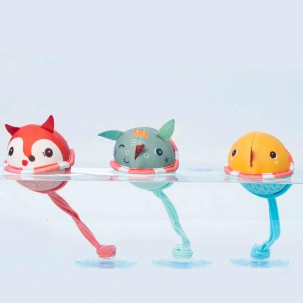 Lilliputiens Zabawka do kąpieli dla dziecka zestaw 3 piłeczek z przyssawkami Smok Joe