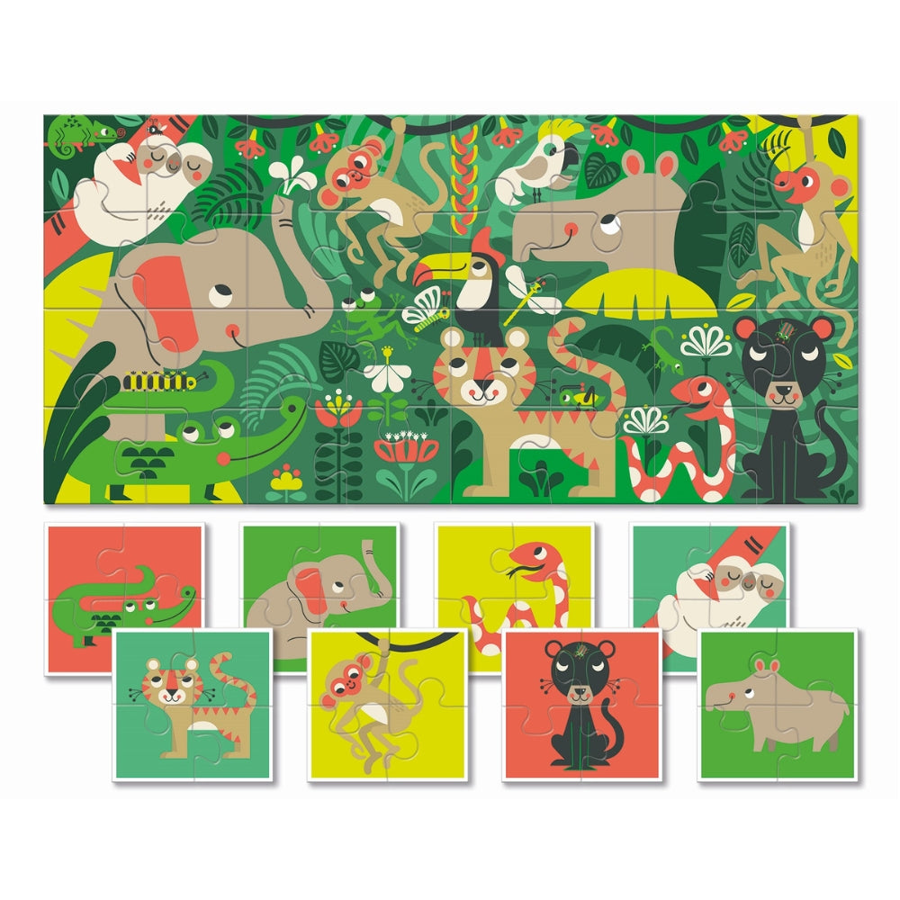 Ludattica Dwustronne puzzle dla dzieci Dżungla