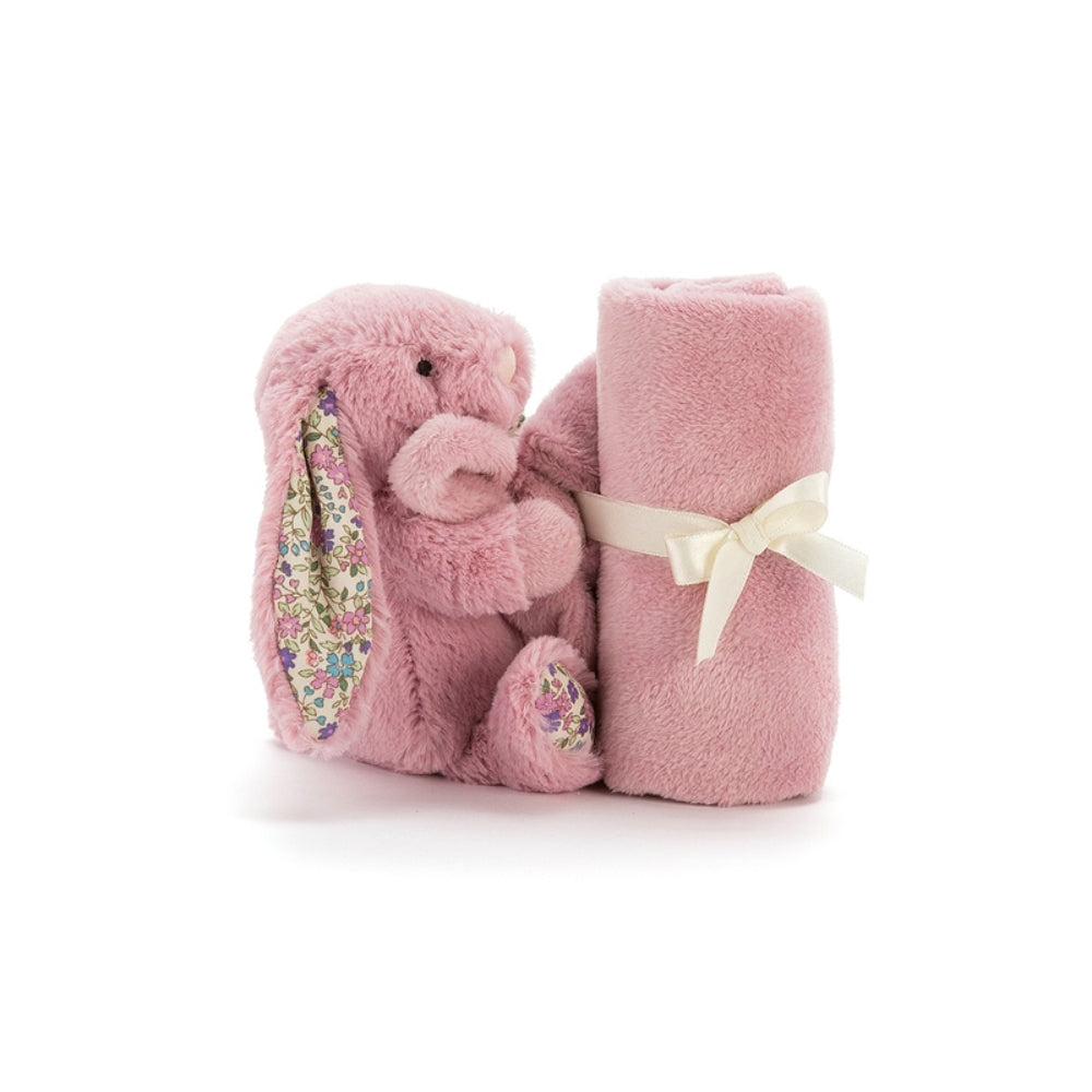 Jellycat przytulanka dla niemowlaka Króliczek z kwiecistymi uszami Szmatka różowa 34 cm