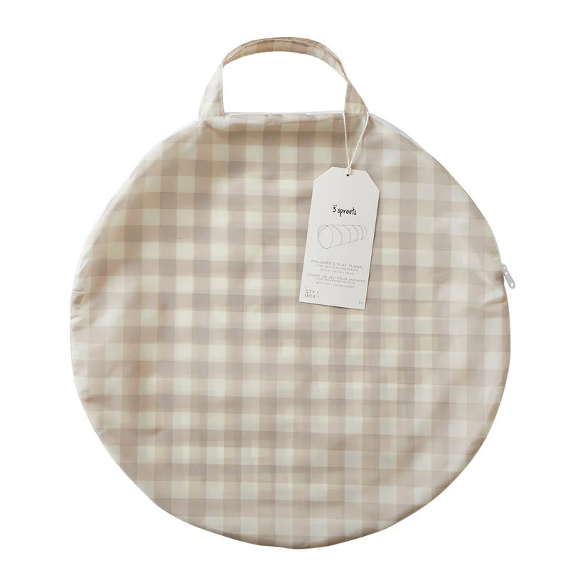 3 Sprouts Tunel dla dzieci Gingham Beige