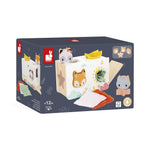 Janod Sorter drewniany pudełko sensoryczne z chusteczkami Pure