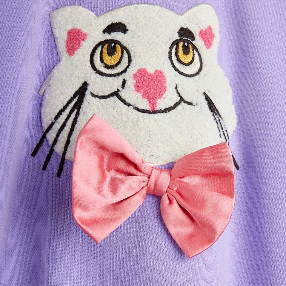 Mini Rodini Bluza dla dzieci Cat with bowtie Purple