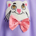 Mini Rodini Bluza dla dzieci Cat with bowtie Purple