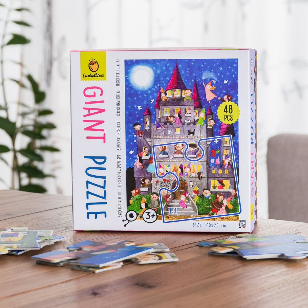 Ludattica Duże puzzle dla dzieci Zamek z wróżkami i orkami