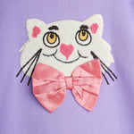 Mini Rodini Sukienka dla dziewczynki Cat with bowtie Purple