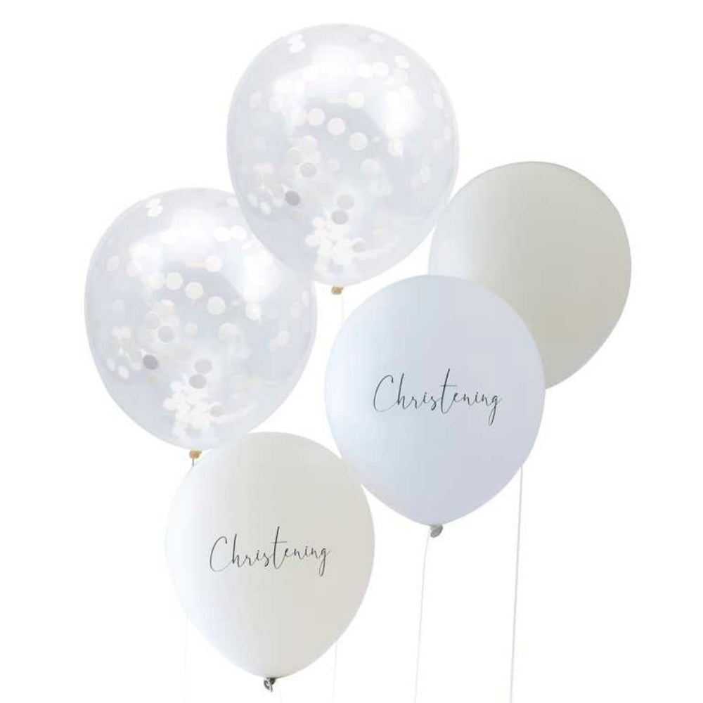 Gingerray balony lateksowe White, Nude and Confetti Chrzest