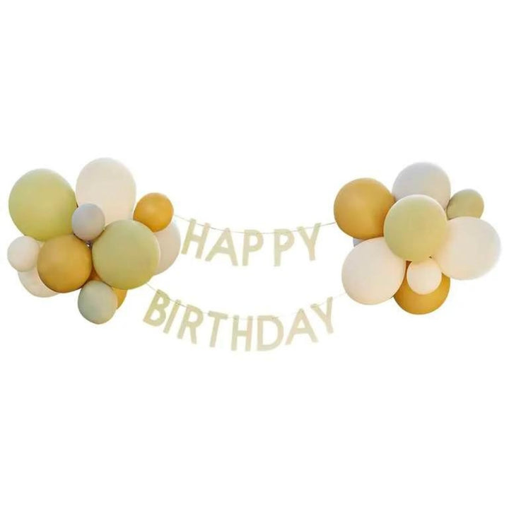 Gingerray girlanda Green, Grey, Sand & Gold Chrome Happy Birthday