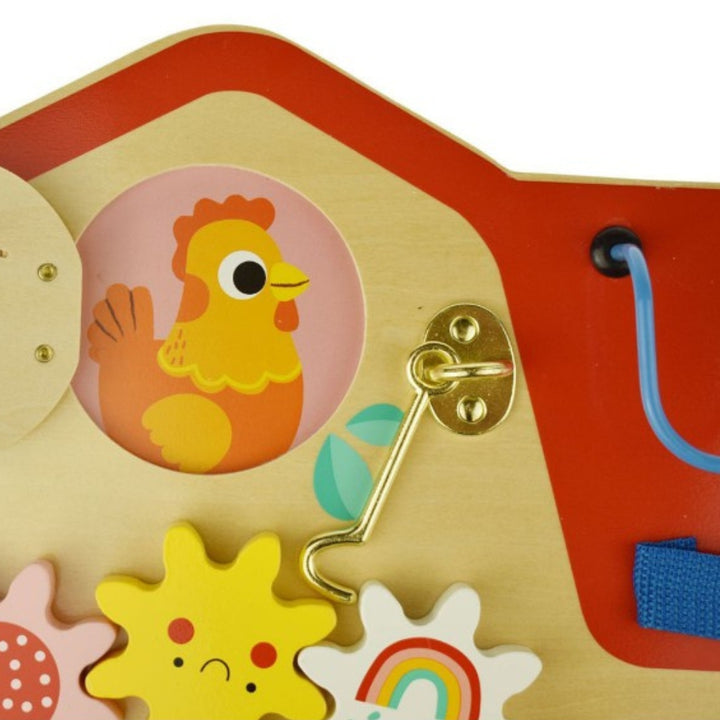 Tooky toy Drewniana tablica manipulacyjna dla dzieci Zamki Zębatki Pętle