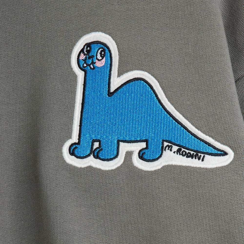 Mini Rodini Sweter dla dzieci z haftem Dino Grey