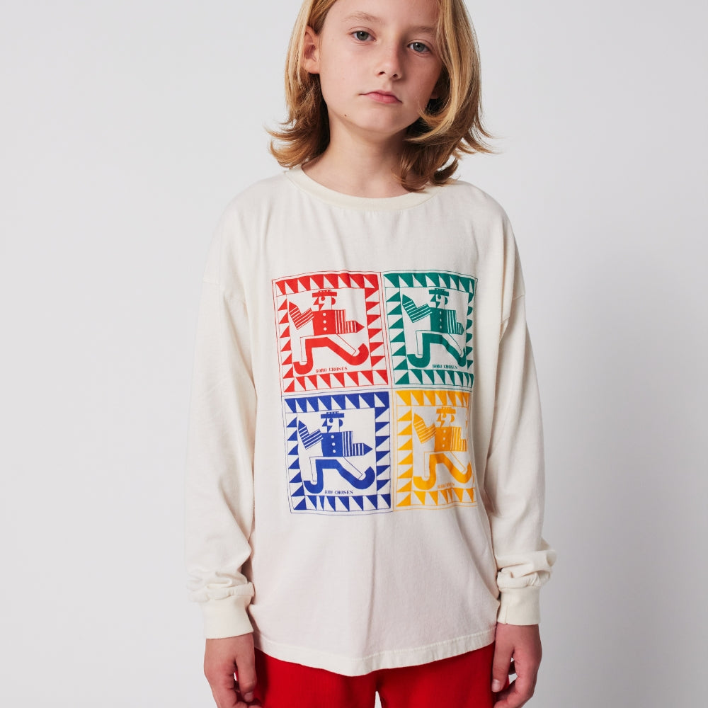 Bobo Choses Koszulka z długim rękawem Rainbow Mr Pencil Offwhite