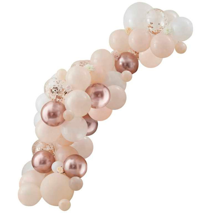 Gingerray Balony lateksowe zestaw Girlandy Peach, White & Rose Gold