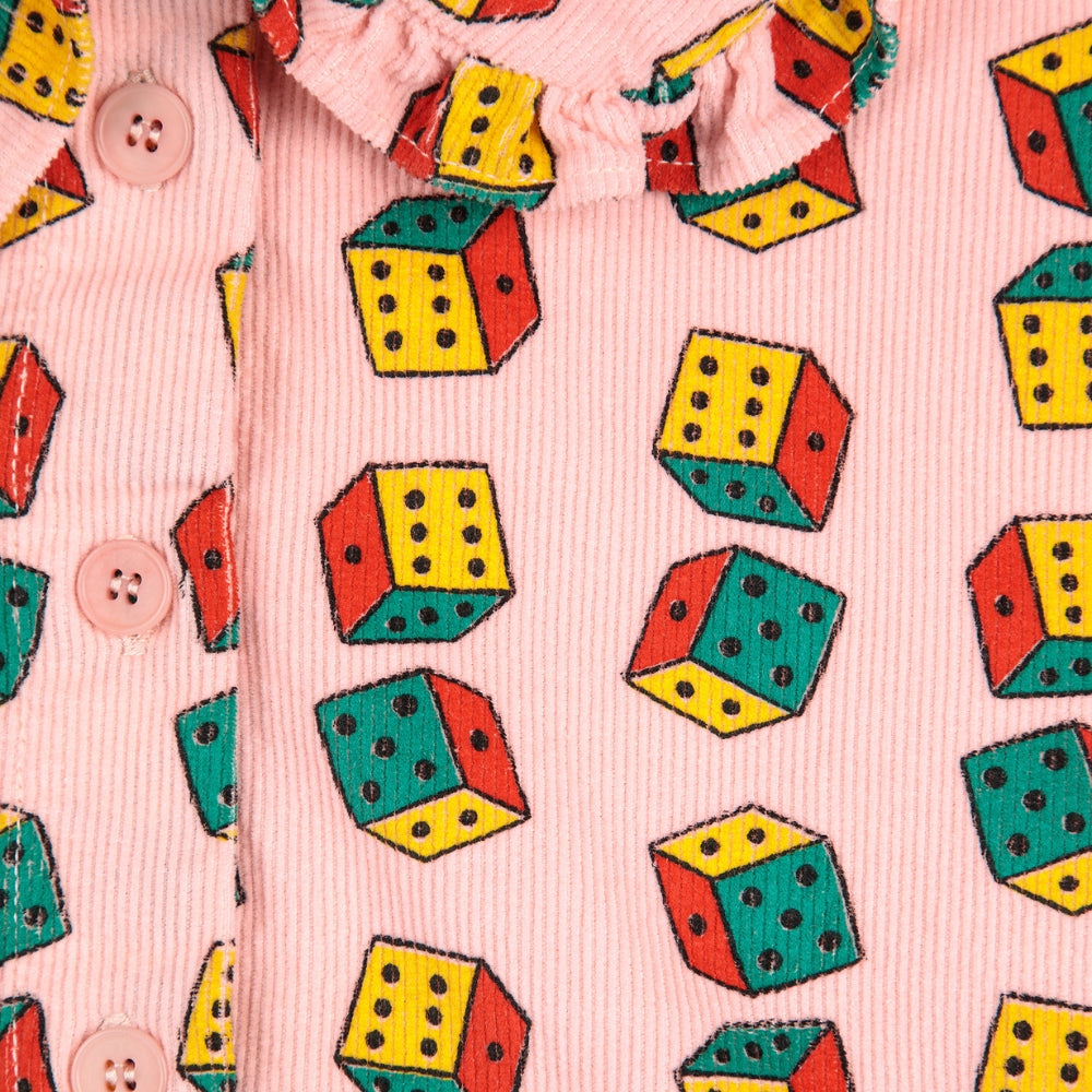 Bobo Choses Sztruksowa sukienka dla dziewczynki Dices all over Pink