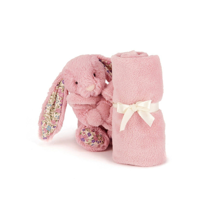 Jellycat przytulanka dla niemowlaka Króliczek z kwiecistymi uszami Szmatka różowa 34 cm