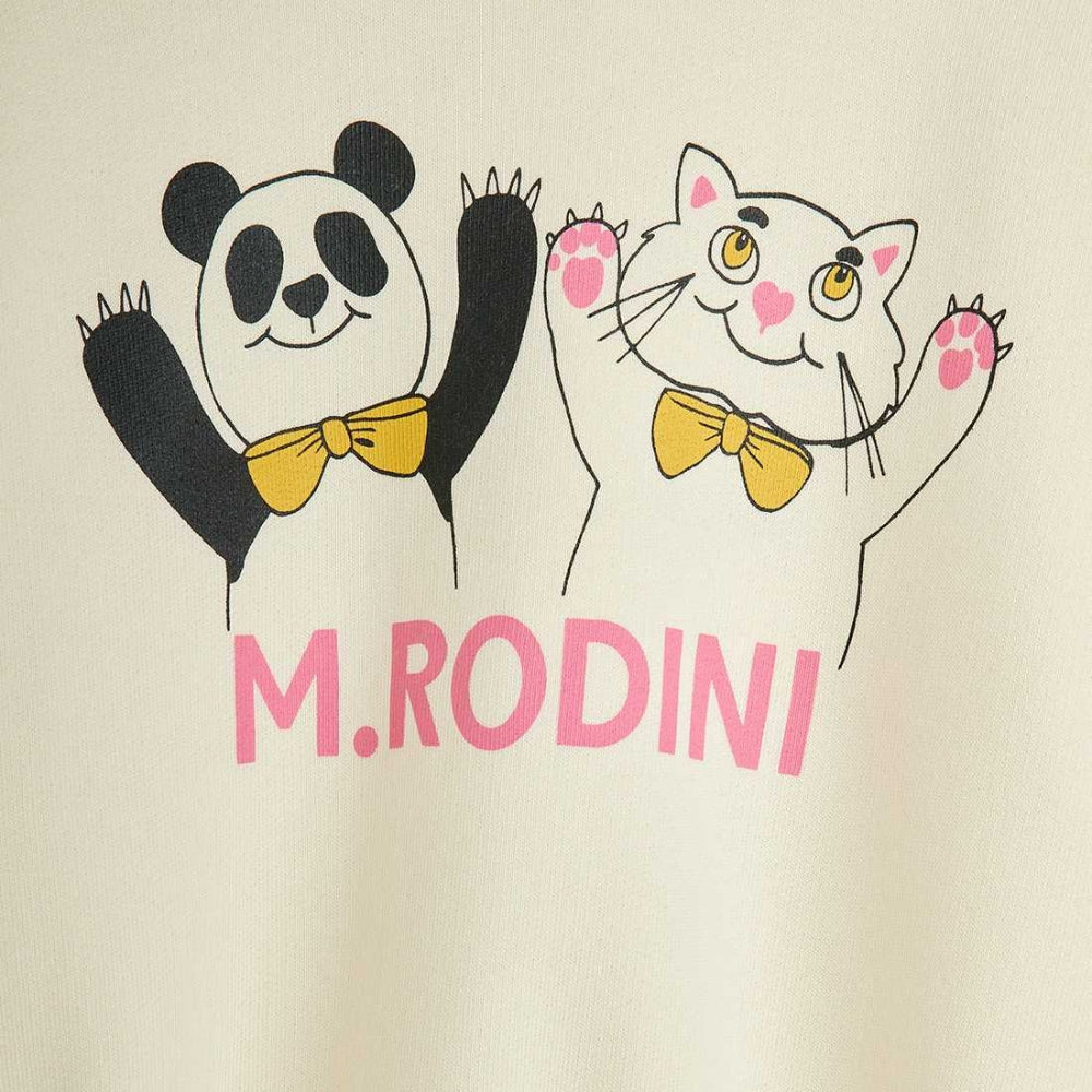 Mini Rodini Bluza dla dzieci Panda & Cat Offwhite