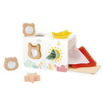 Janod Sorter drewniany pudełko sensoryczne z chusteczkami Pure