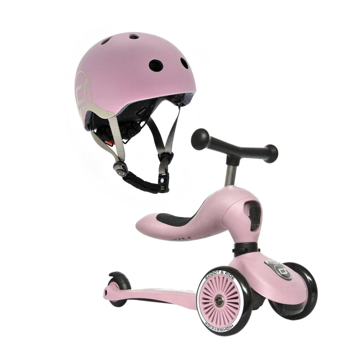 Scootandride Zestaw hulajnoga i kask 2 w 1 Rose