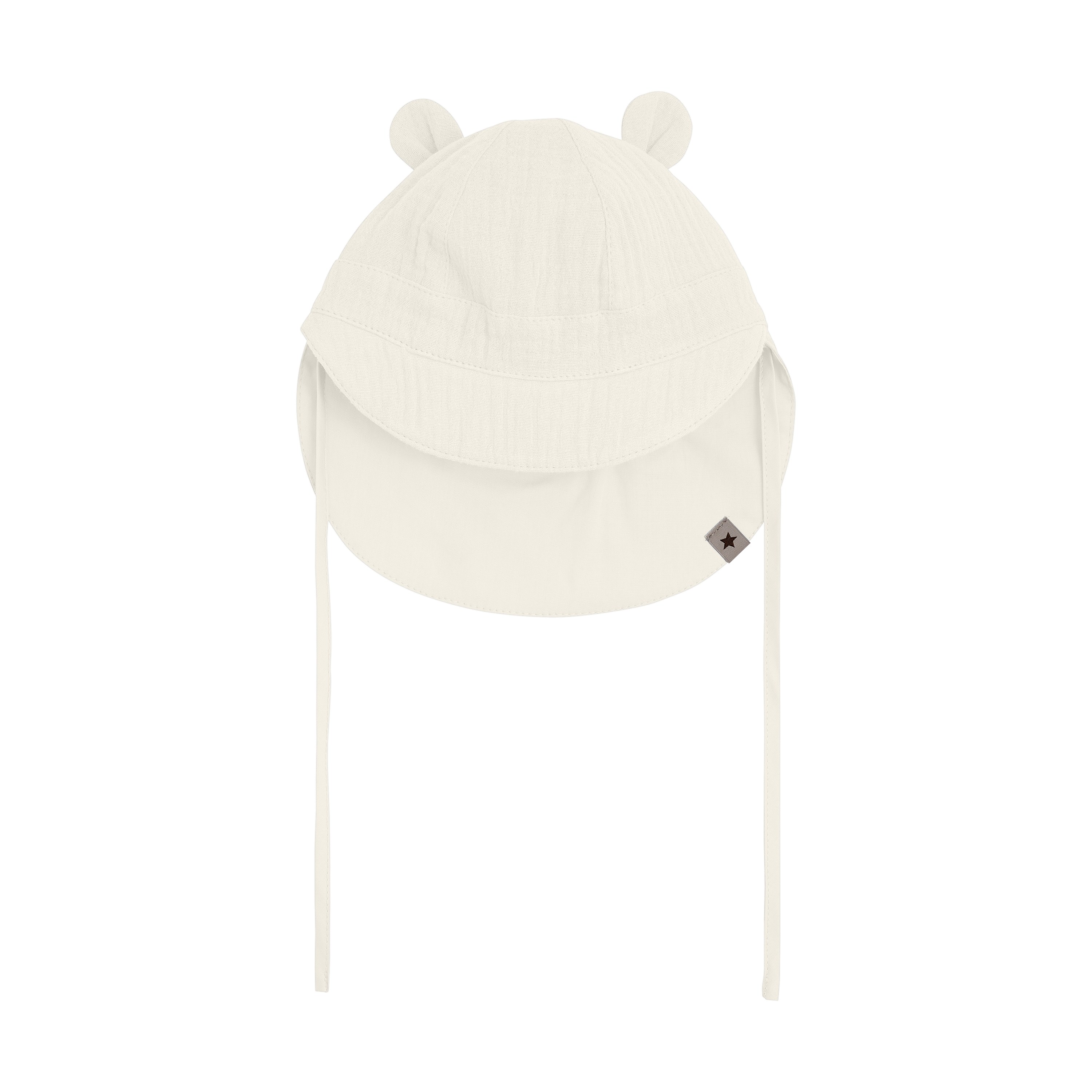 Huttelihut Czapka niemowlęca letnia z bawełny muślinowej Bear Ears Antique White