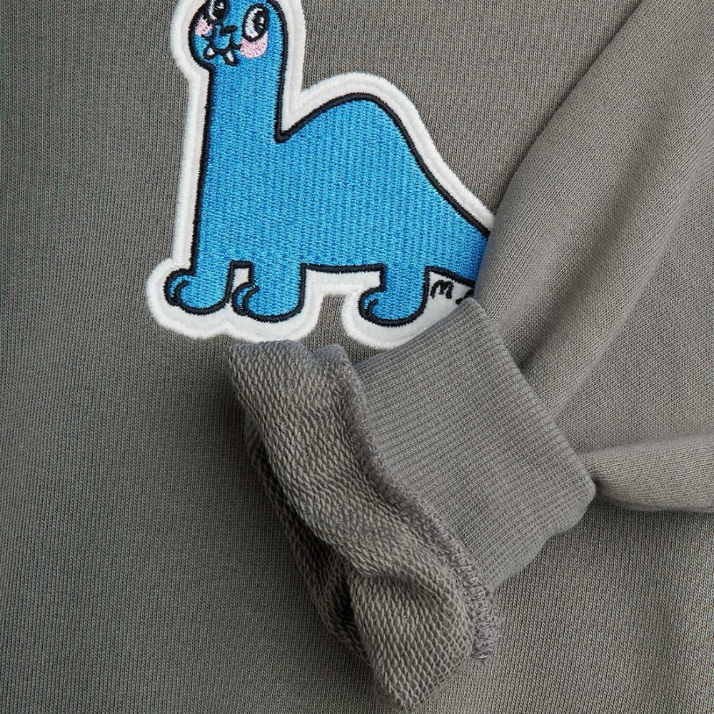 Mini Rodini Sweter dla dzieci z haftem Dino Grey