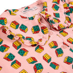 Bobo Choses Sztruksowa sukienka dla dziewczynki Dices all over Pink