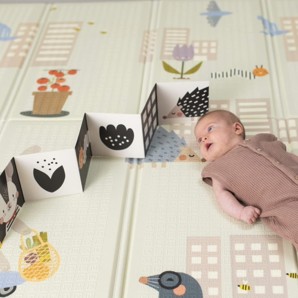 Taf Toys Dwustronna Mata Piankowa dla niemowląt Urban Garden 150x200 cm