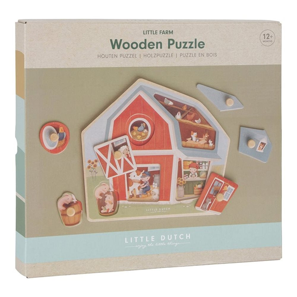 Little Dutch Drewniane puzzle dla dzieci Little Farm
