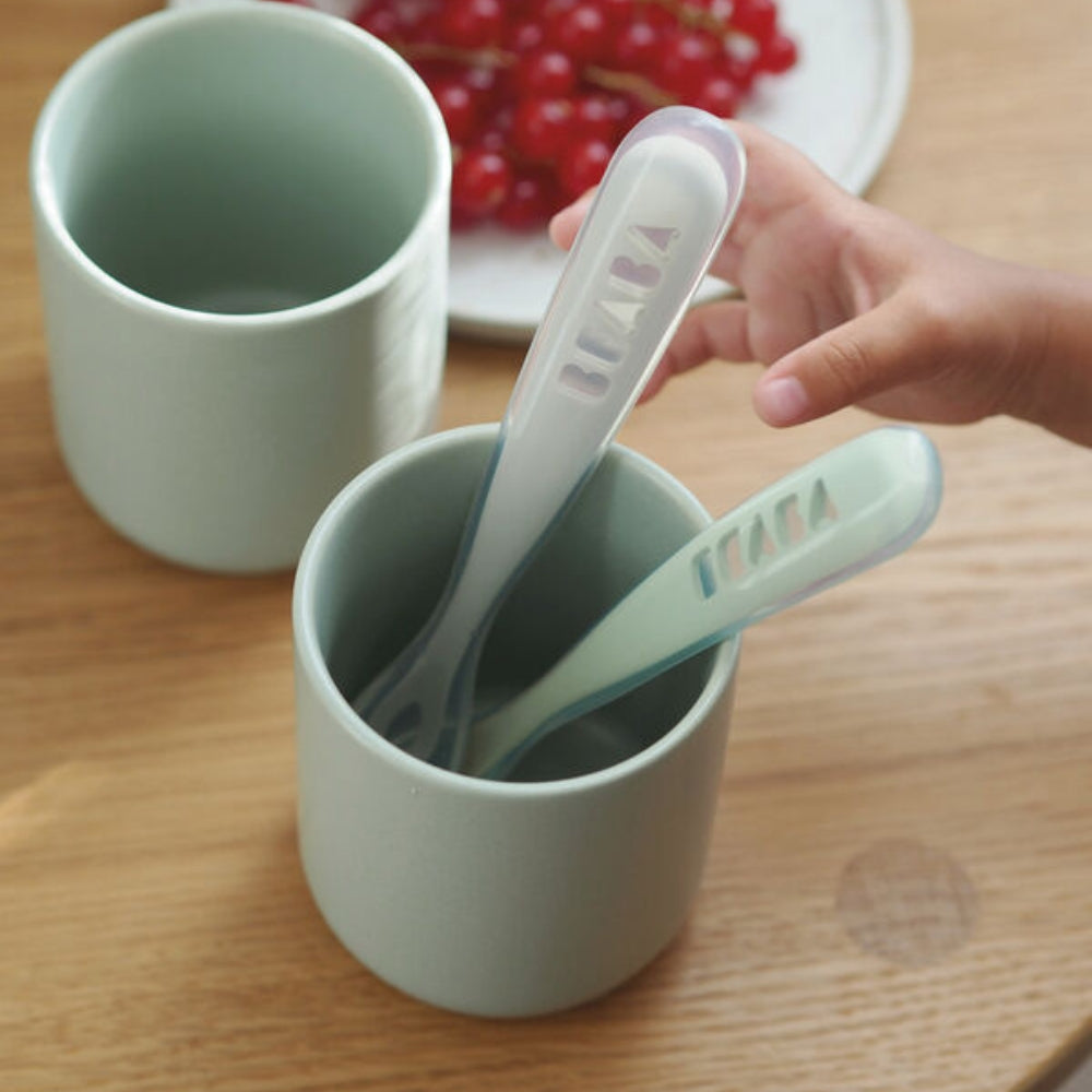 Beaba Łyżeczki dla niemowląt sage green 2szt. w podróżnym etui