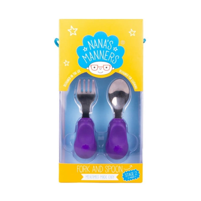 Nana's Manners Ergonomiczne Sztućce dla dzieci Purple 1-3 lat