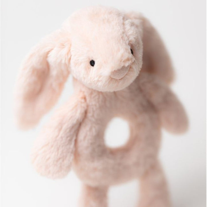 Jellycat Królik grzechotka pudrowy róż 18 cm