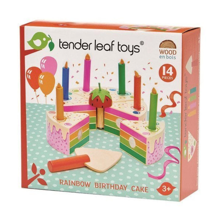 Tender Leaf Toys Tęczowy drewniany tort urodzinowy