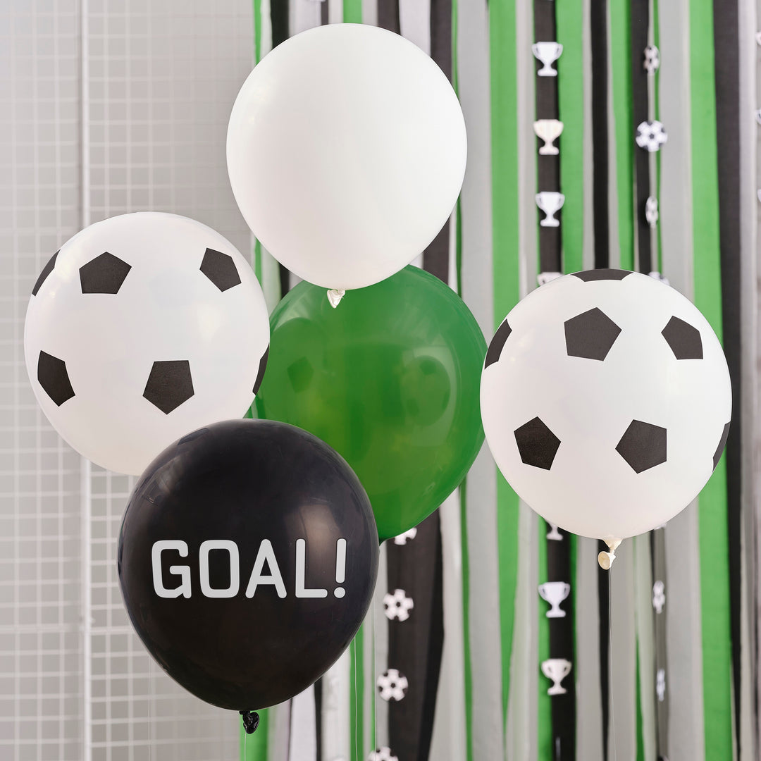 Gingerray Balony lateksowe Black White Green Football Balloon