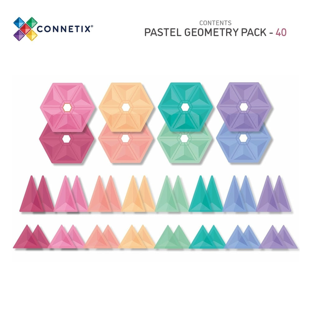 Connetix Klocki magnetyczne dla dzieci Pastel Geometry Pack 40el.
