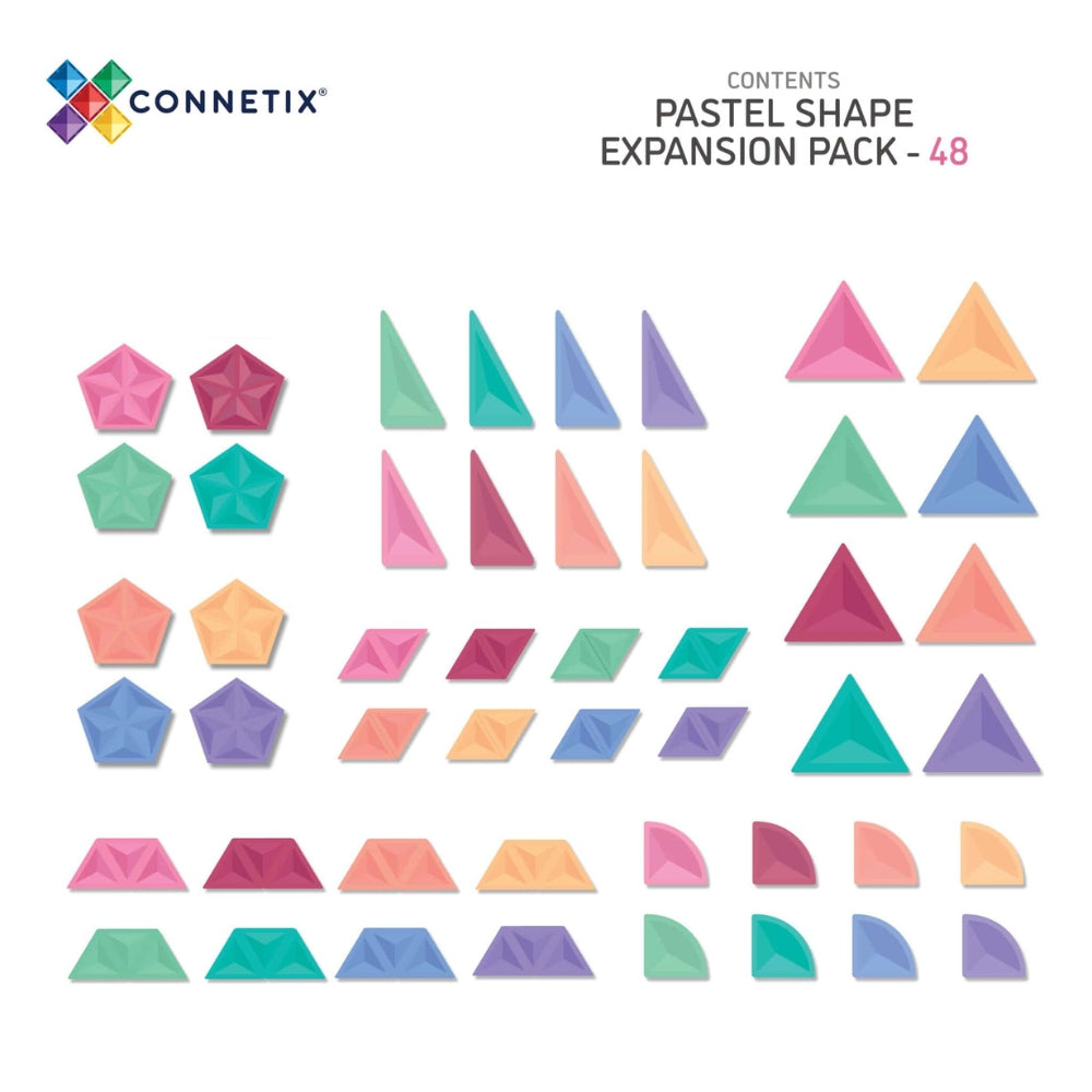 Connetix Klocki magnetyczne dla dzieci Pastel Shape Expansion Pack 48el.