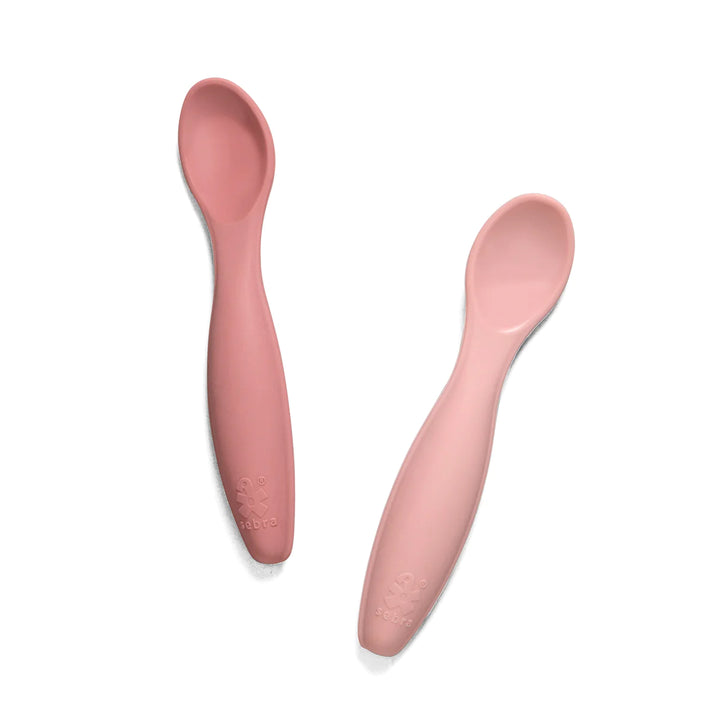 Sebra Łyżeczka dla niemowląt Silicone spoon set Blossom pink 2 sztuki