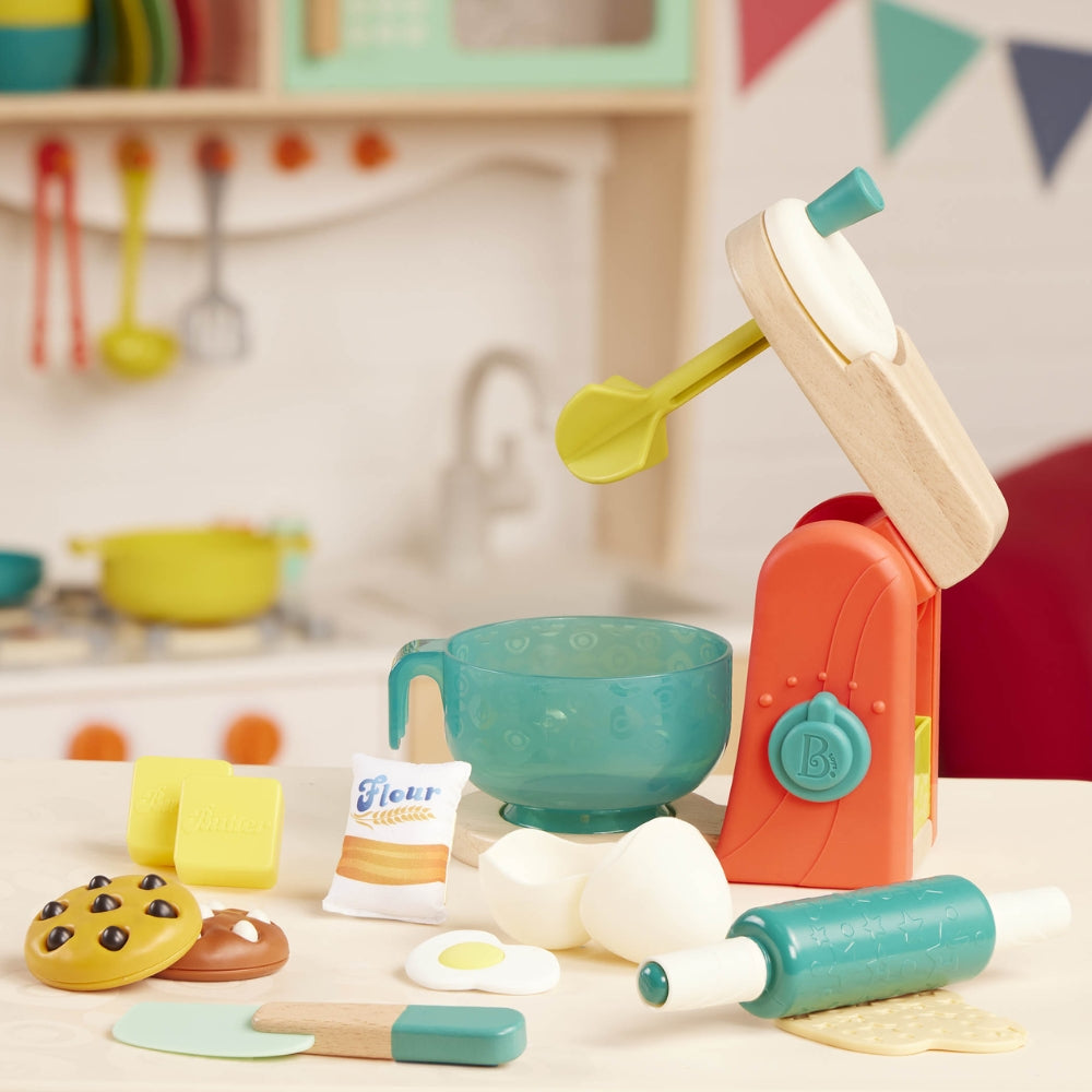 B.Toys Drewniany mikser z akcesoriami i składnikami do pieczenia ciast