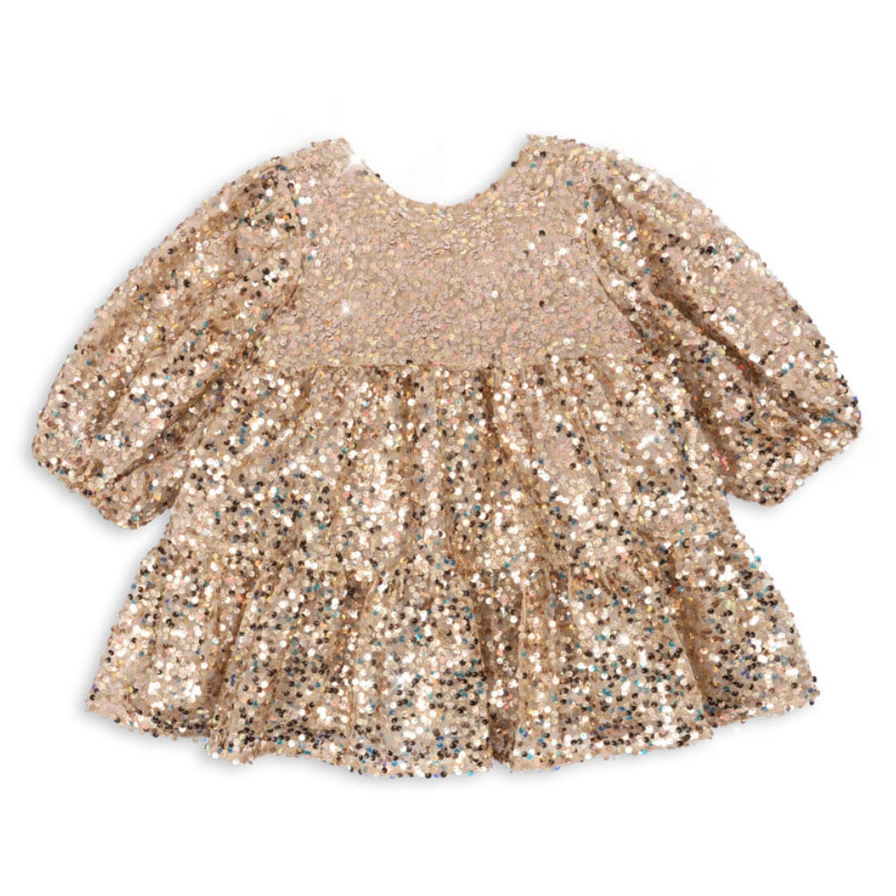 Konges Slojd Sukienka dziewczęca z cekinami Lila Gold Glitter