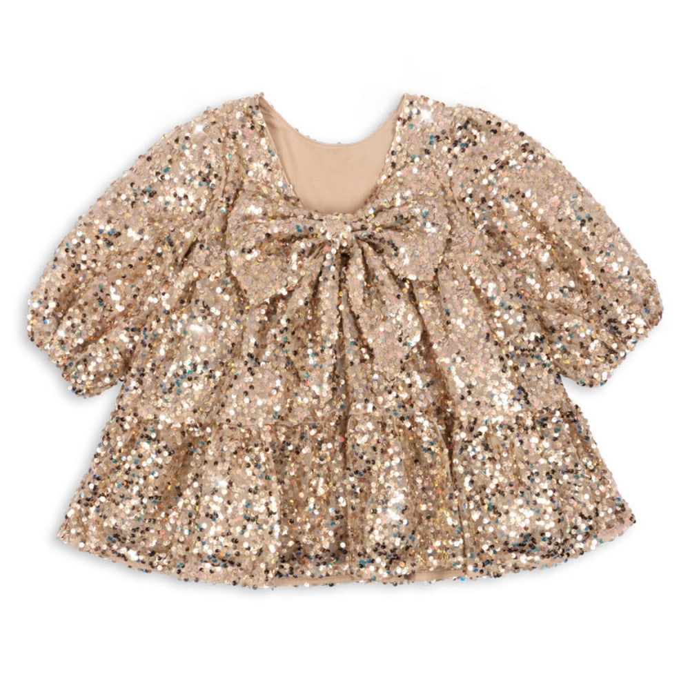 Konges Slojd Sukienka dziewczęca z cekinami Lila Gold Glitter